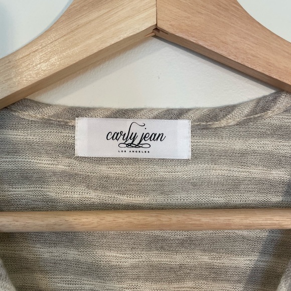 Carly Jean Los Angeles • Striped Gray and White Button Down Cardigan - Picture 3 of 5
